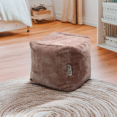 Samt Cord Pouf Würfel Braun