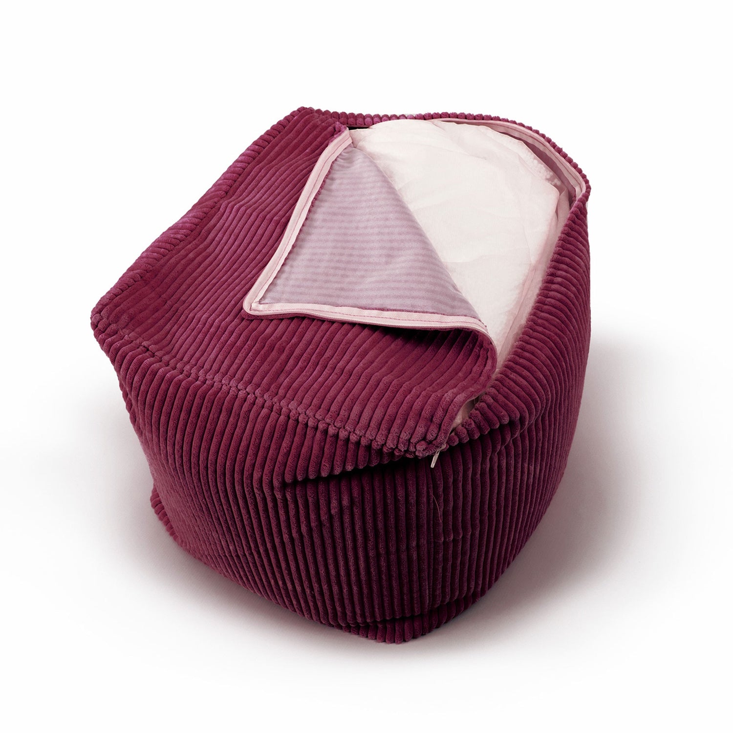 Samt Cord Pouf Würfel Kirsche