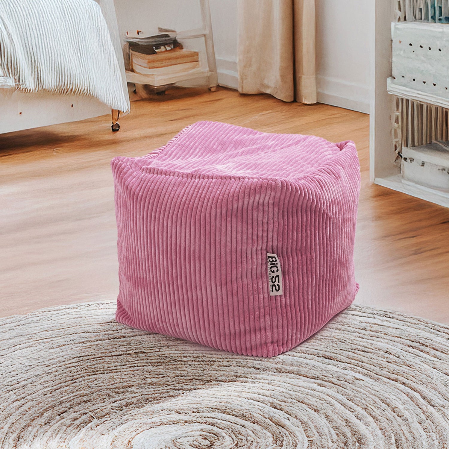 Samt Cord Pouf Würfel Rosa