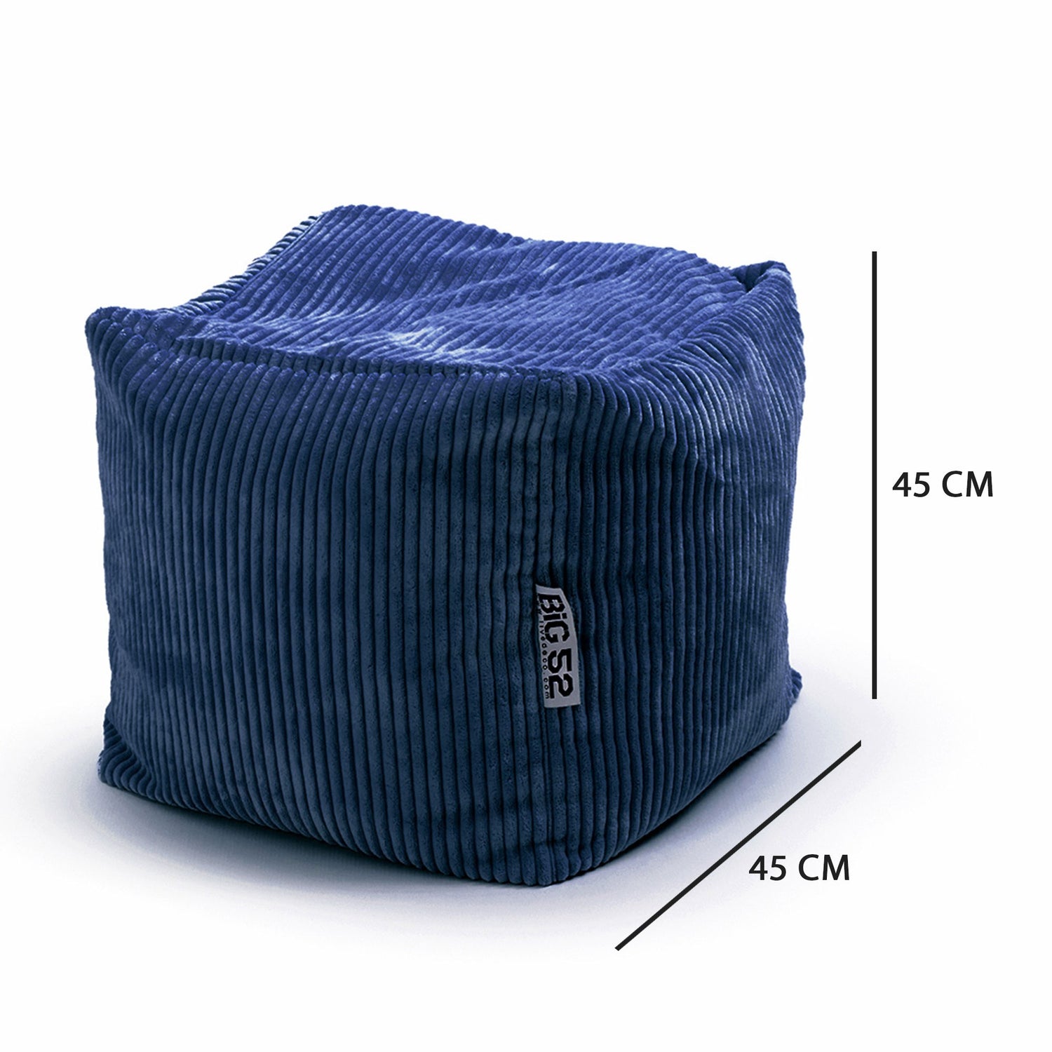 Samt Cord Pouf Würfel Marineblau