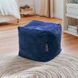 Samt Cord Pouf Würfel Marineblau
