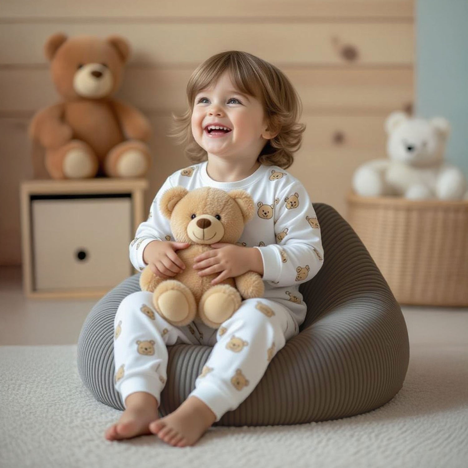 Kinder Sitzsack Samt Cord Grau