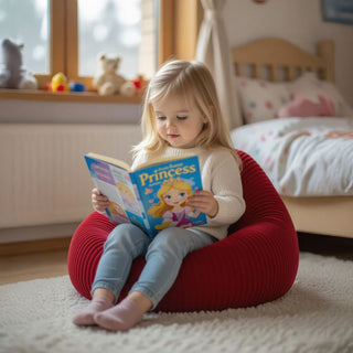 Kinder-Sitzsack Samt Ripp Rot