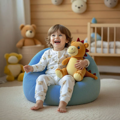 Kinder Sitzsack Samt Cord Hellblau