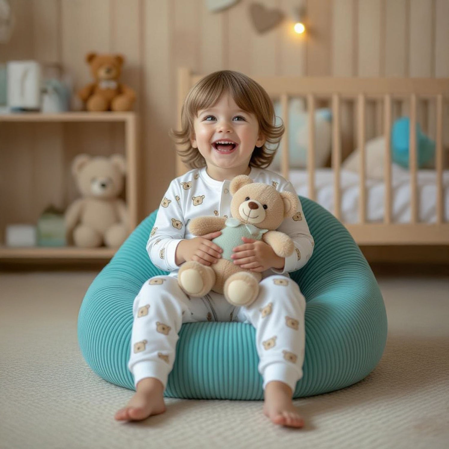 Kinder Sitzsack Samt Cord Türkis