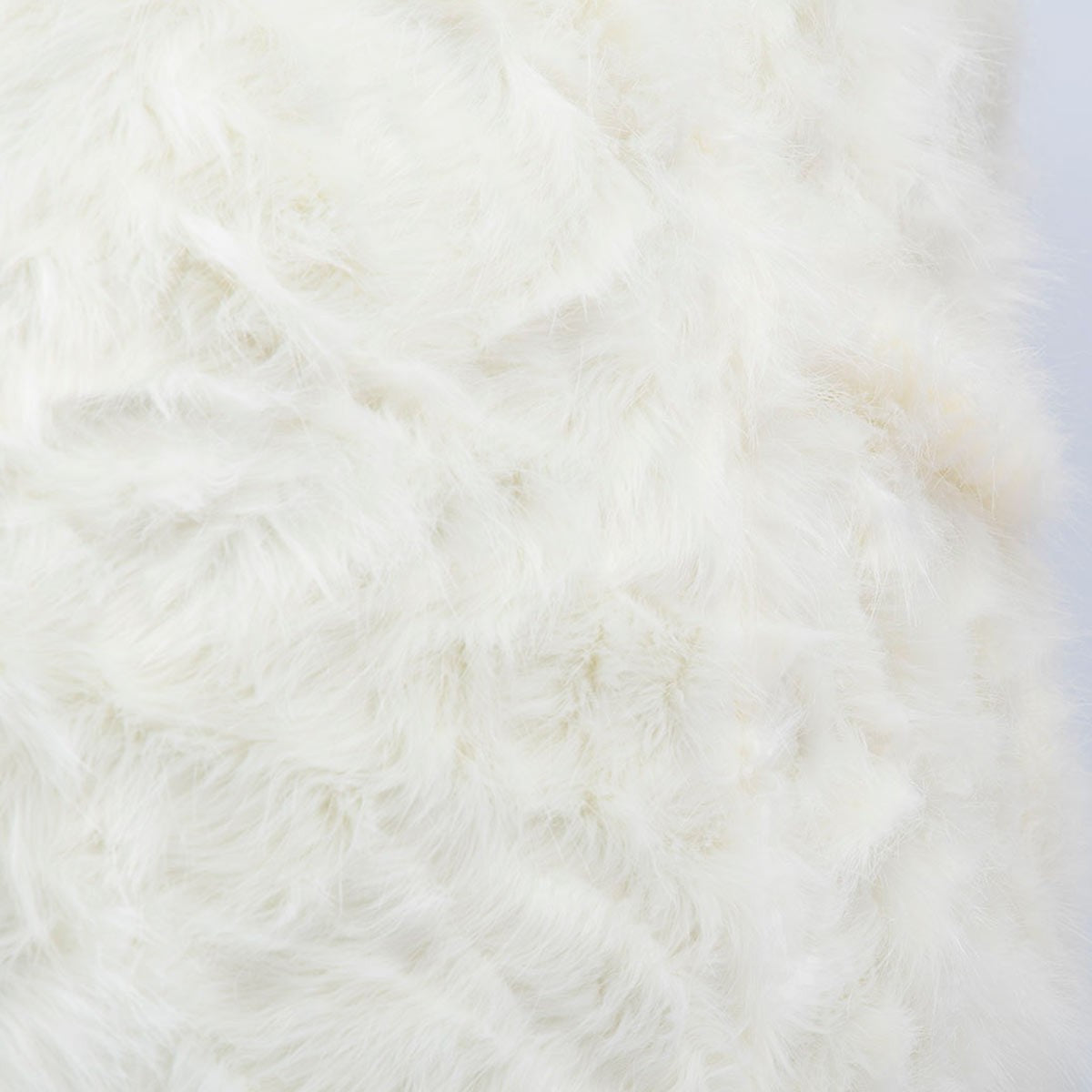 Empty Cover Round Pouf XXL Long Hair Fur White