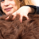 Leere Hülle Rundes XXL Sitzkissen Langhaariger Pelz Braun