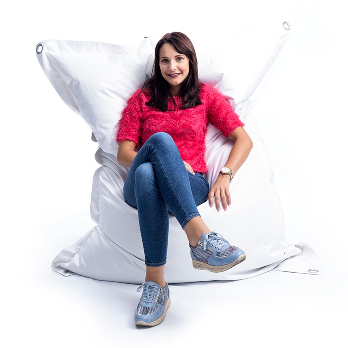 White Outdoor Pouf IRON RAW