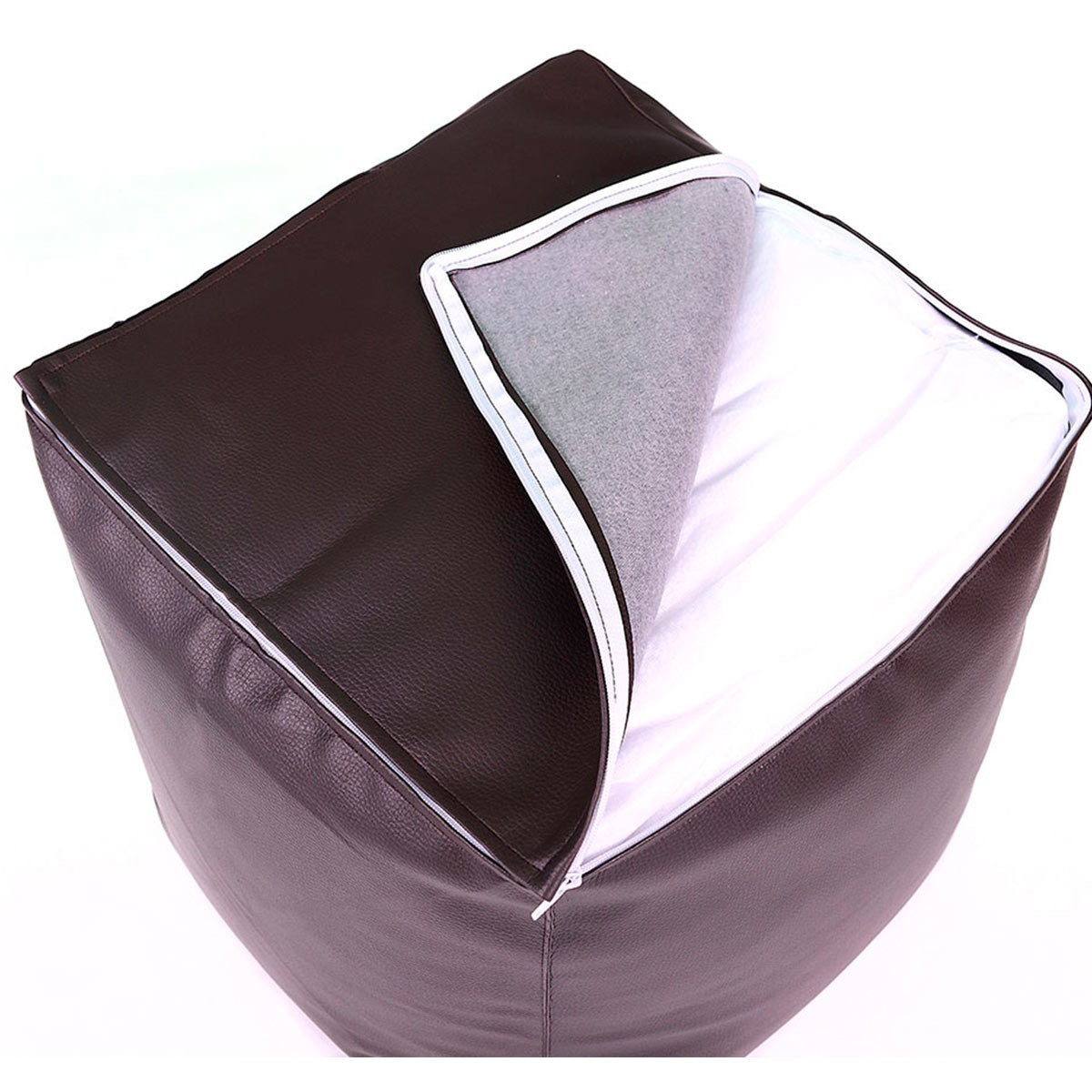 Faux Leather Cube Pouf Chocolate