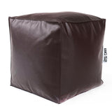 Faux Leather Cube Pouf Chocolate