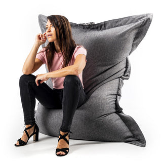 Pouf Leinen Dunkelgrau