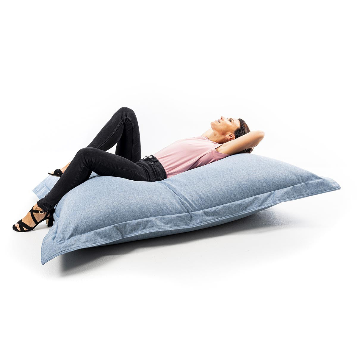 Lin Pouf Blau Metall